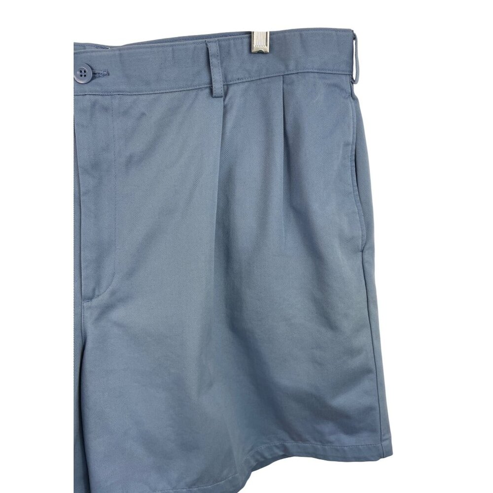 Lands End Mens Pleated Front Chino Shorts Size 42 Blue 100% Cotton Pockets - Picture 3 of 8